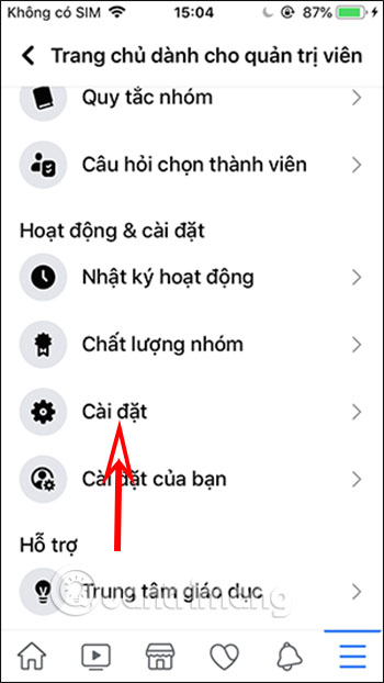 Cài đặt nhóm