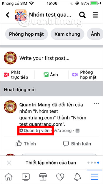 Hiện huy hiệu nhóm