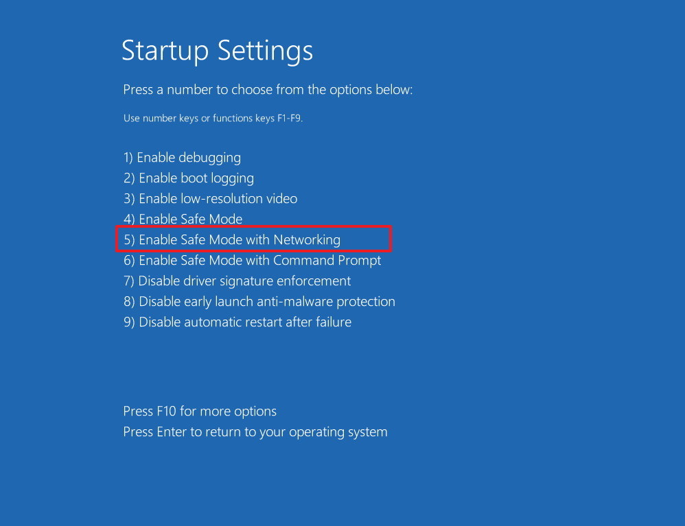 Truy cập Safe Mode with Networking